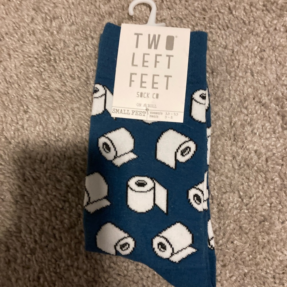 Women's Novelty Toilet Paper Print Socks - Blue